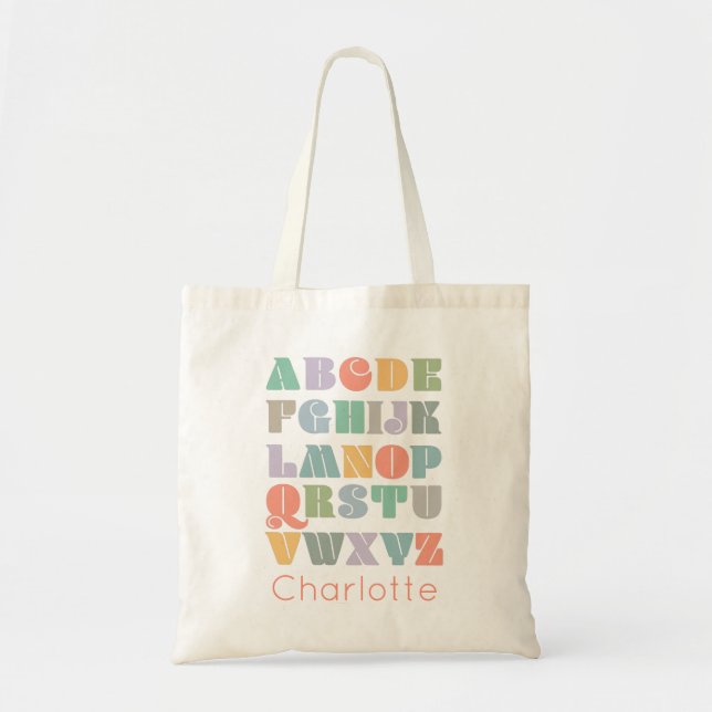 ABC Alphabet Personalized Name Tote Bag (Front)