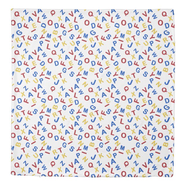 ABC Alphabet Red Yellow Blue  Duvet Cover (Back)