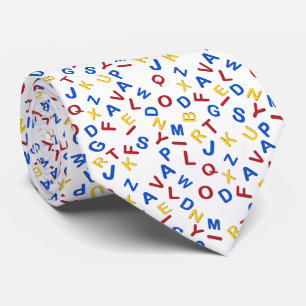 ABC Alphabet Red Yellow Blue  Neck Tie