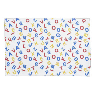ABC Alphabet Red Yellow Blue Pillow Case