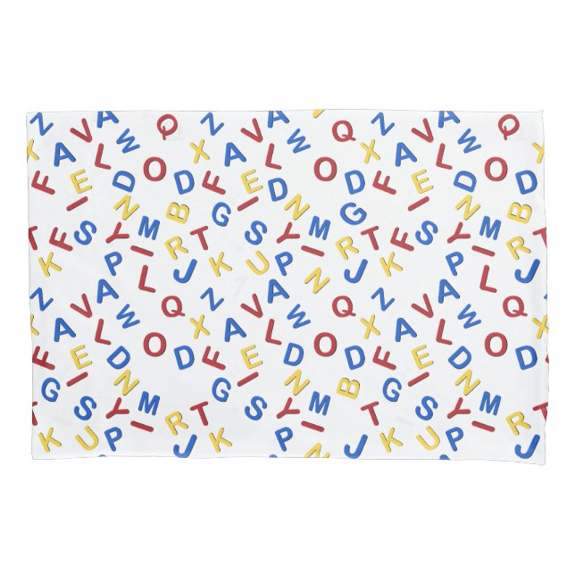 ABC Alphabet Red Yellow Blue  Pillow Case (Front-Left)