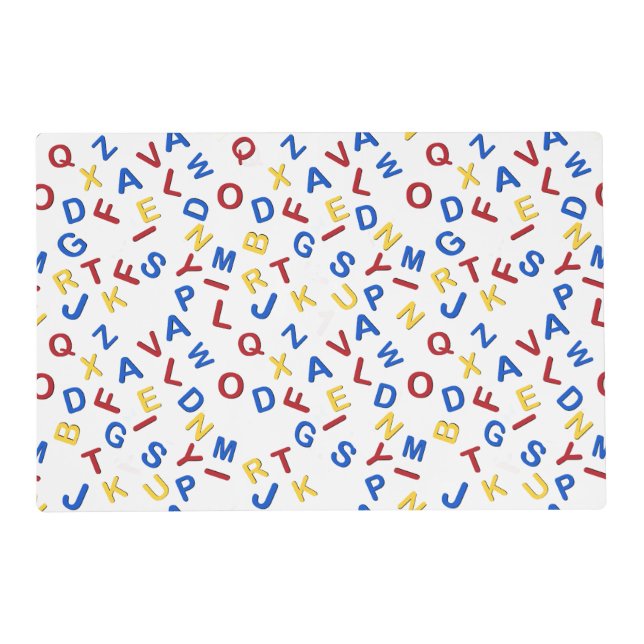 ABC Alphabet Red Yellow Blue Placemat (Front)