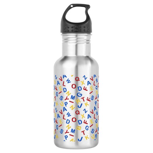 ABC Alphabet Red Yellow Blue Stainless Steel Water Bottle