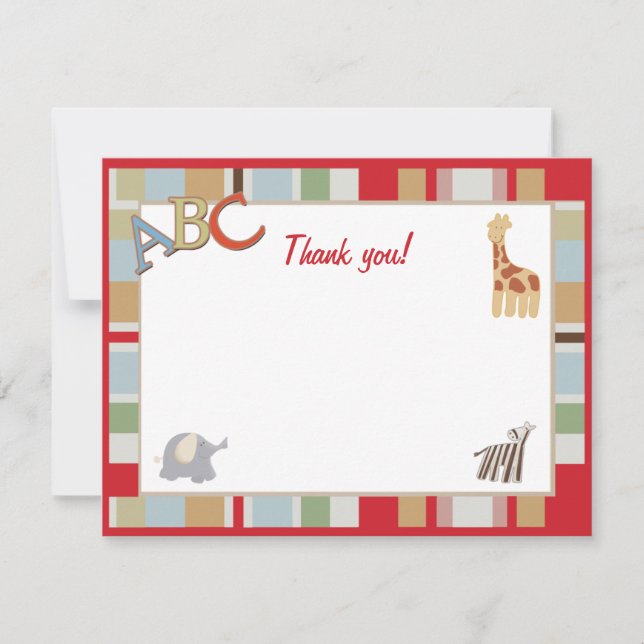 ABC Alphabet Soup Dot Jungle Thank you notes (Front)