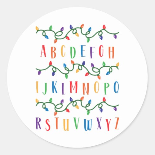 ABC Alphabet Wall christmas lights Classic Round Sticker