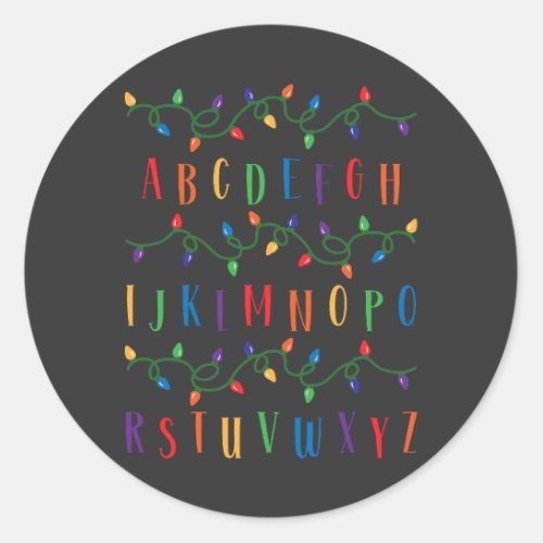 ABC Alphabet Wall christmas lights Classic Round Sticker