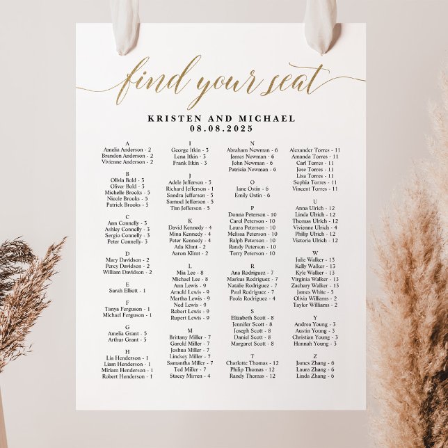 ABC Alphabetical Find Your Seat Seating Chart (Creator Uploaded)