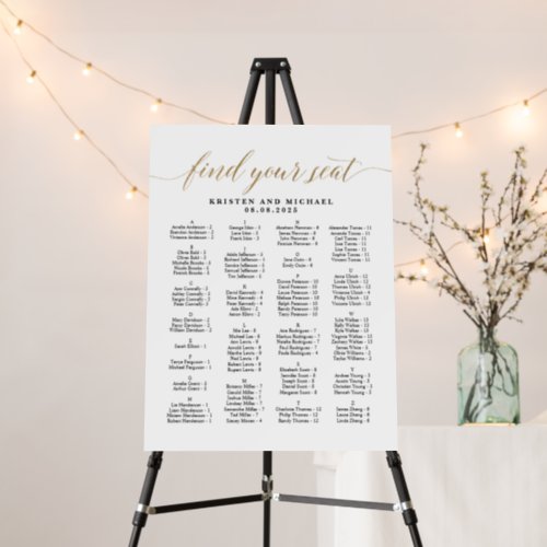 ABC Alphabetical Find Your Seat Seating Chart Foam Board