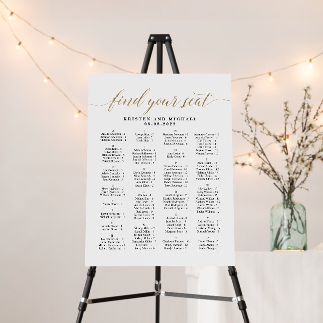 ABC Alphabetical Find Your Seat Seating Chart Foam Board (In Situ (Stand))
