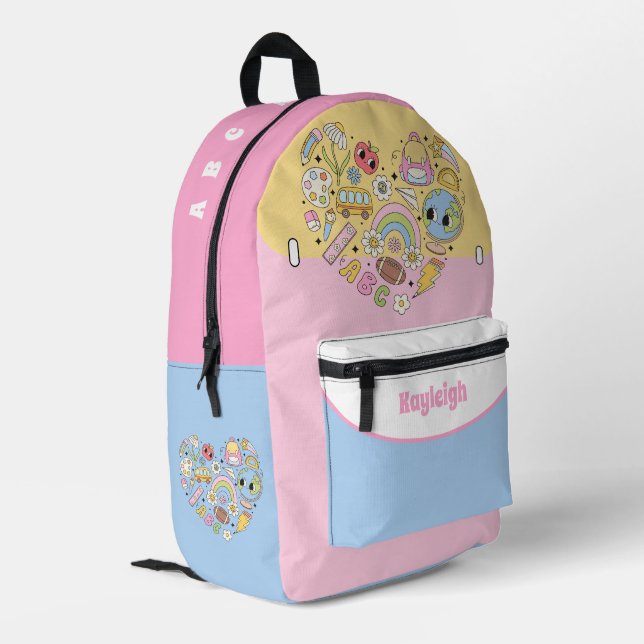 ABC AND 123 WHIMSICAL CHILD'S  PRINTED BACKPACK (Back Corner Left)