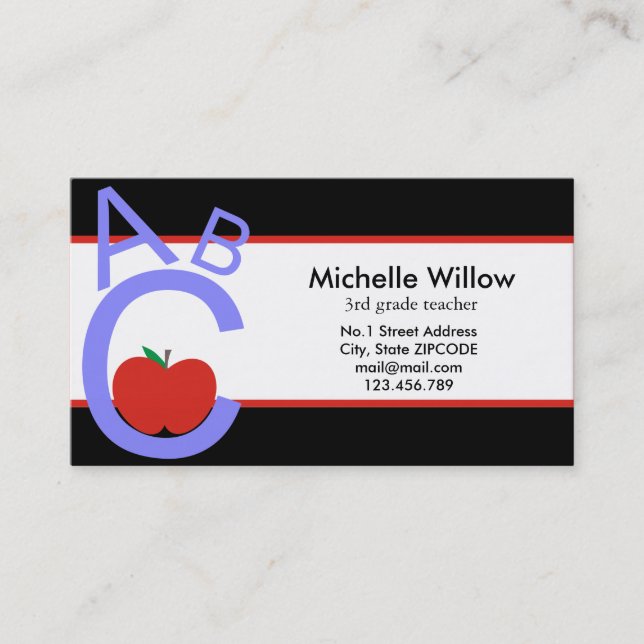 ABC Apple School Teacher Business Card (Front)