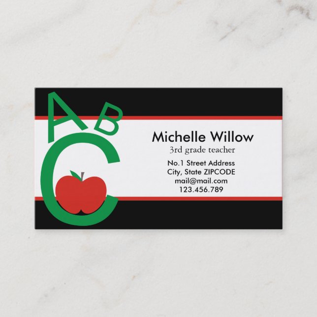 ABC Apple School Teacher Business Card (Front)