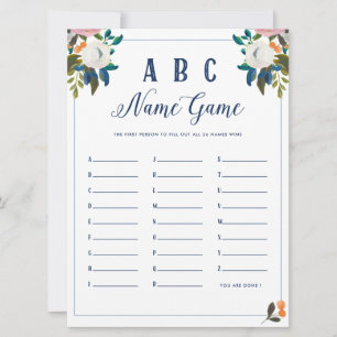 ABC Baby Name Shower Game Invitation