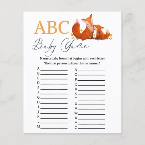 ABC Baby shower game 