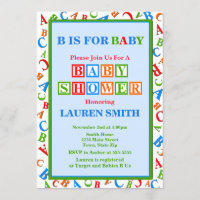 ABC Baby Shower Invitation Neutral Baby Shower