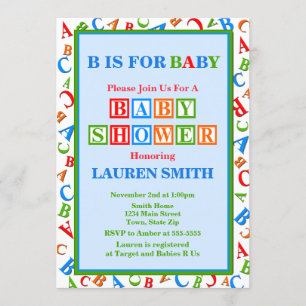 ABC Baby Shower Invitation Neutral Baby Shower