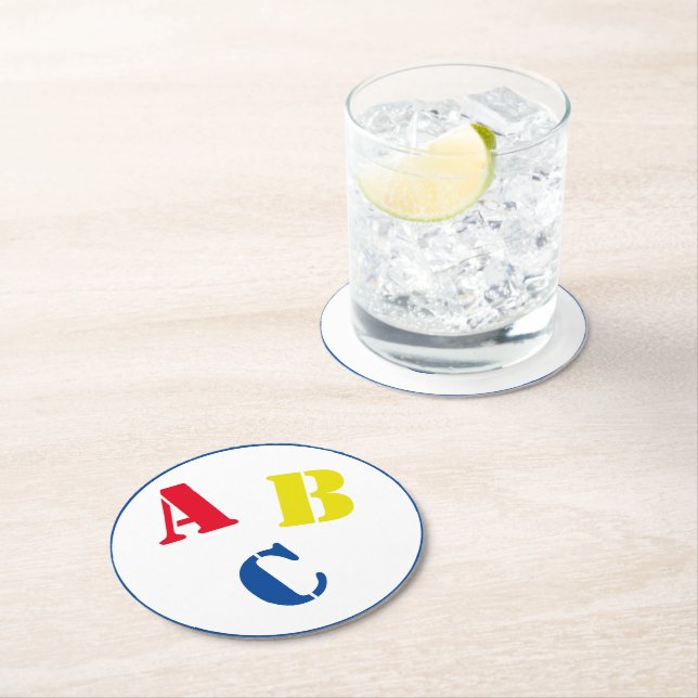 ABC Baby Shower Round Paper Coaster (Insitu)
