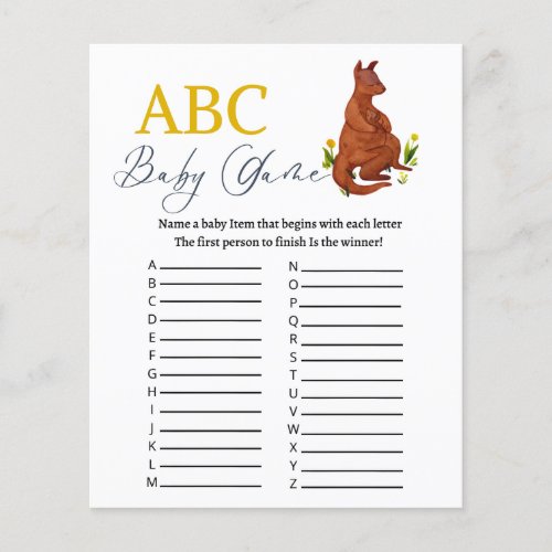 ABC babyshower game Kangaroo theme