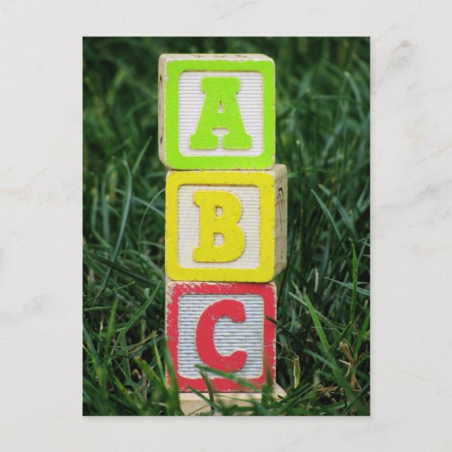 ABC Blocks In Grass Postcard (Front)