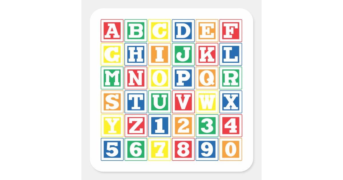 ABC Blocks Square Sticker | Zazzle