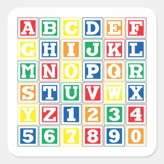 ABC Blocks Square Sticker | Zazzle