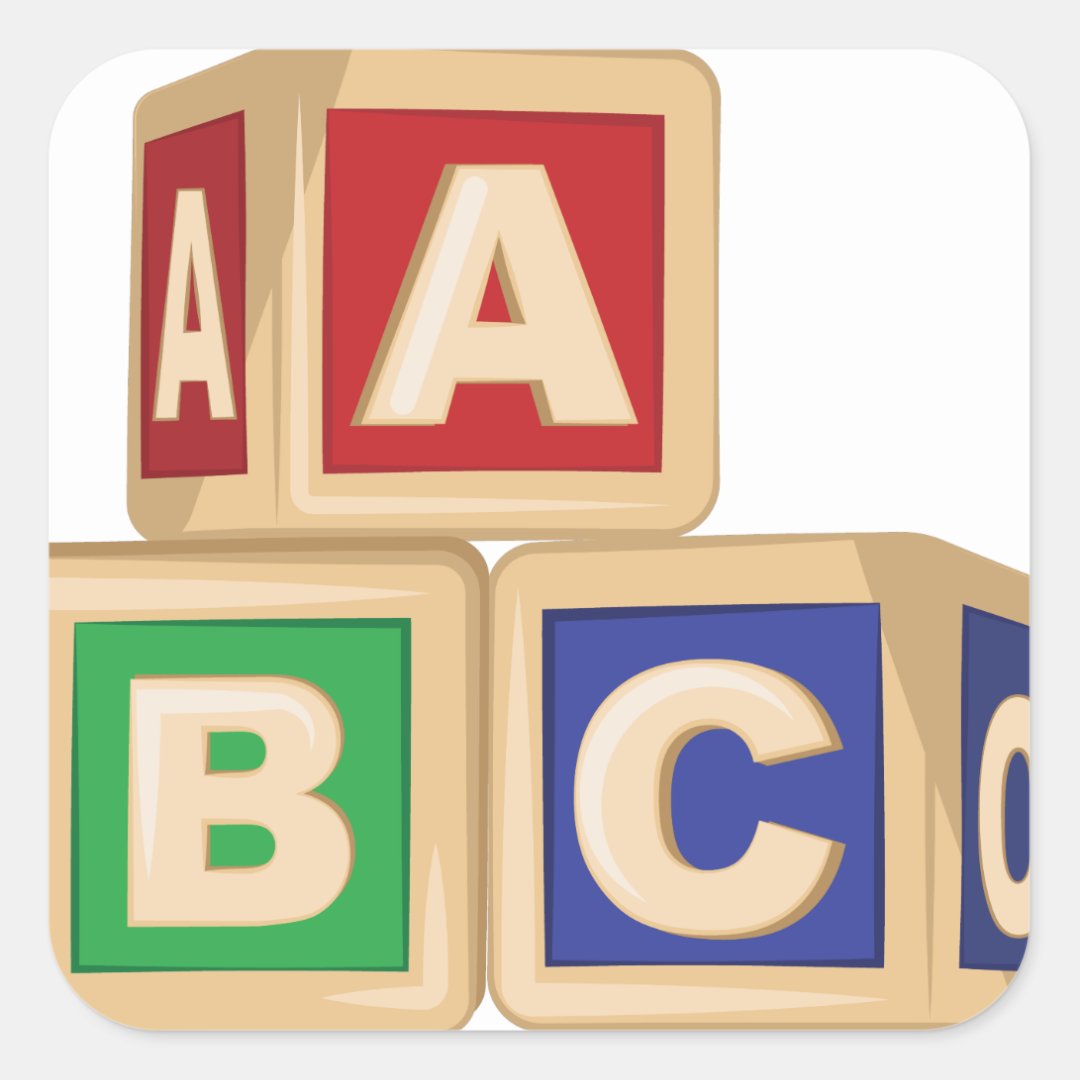 ABC Blocks Square Sticker | Zazzle