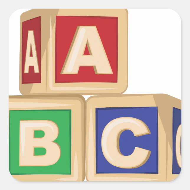 ABC Blocks Square Sticker | Zazzle