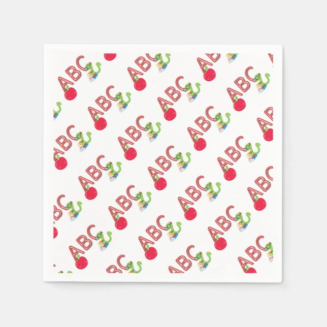 ABC Bookworm Paper Napkins (Front)