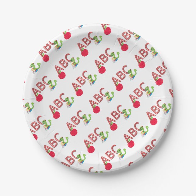 ABC Bookworm Paper Plates (Front)
