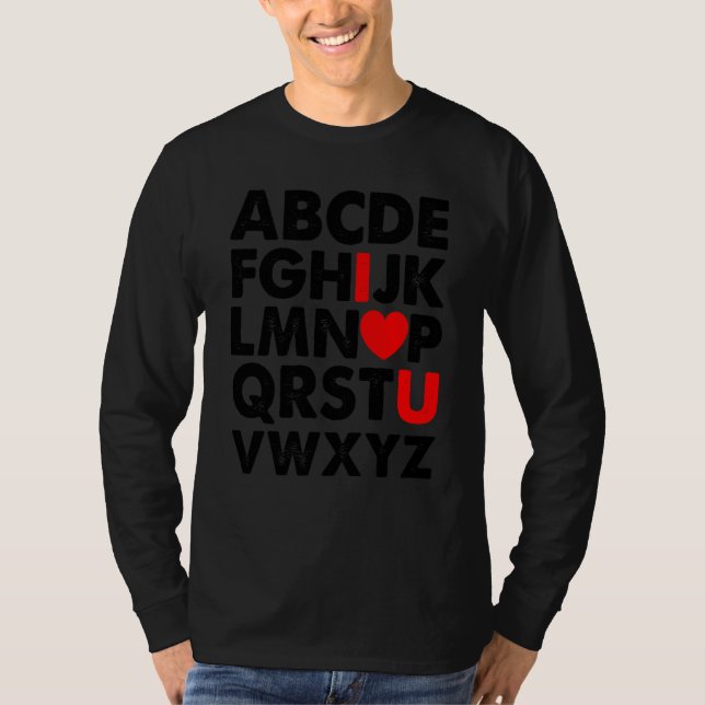 ABC Chalk Alphabet I Love You English Teacher Vale T-Shirt (Front)