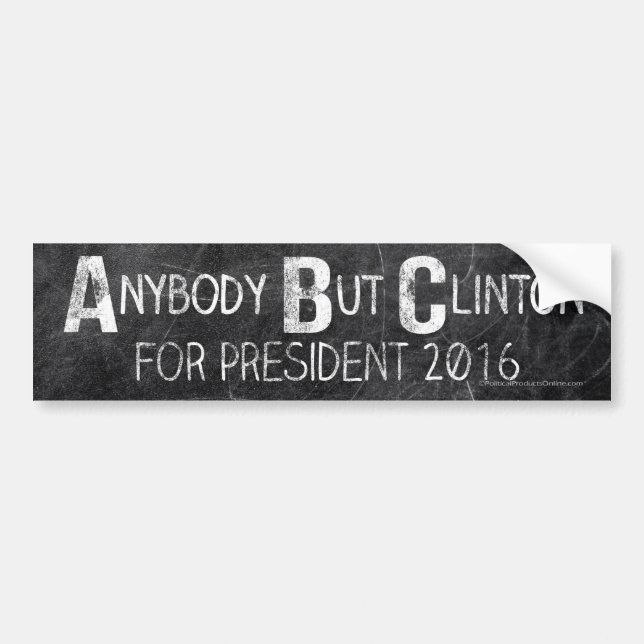 ABC Chalkboard Anti-Hillary Anybody But Clinton Bumper Sticker (Front)