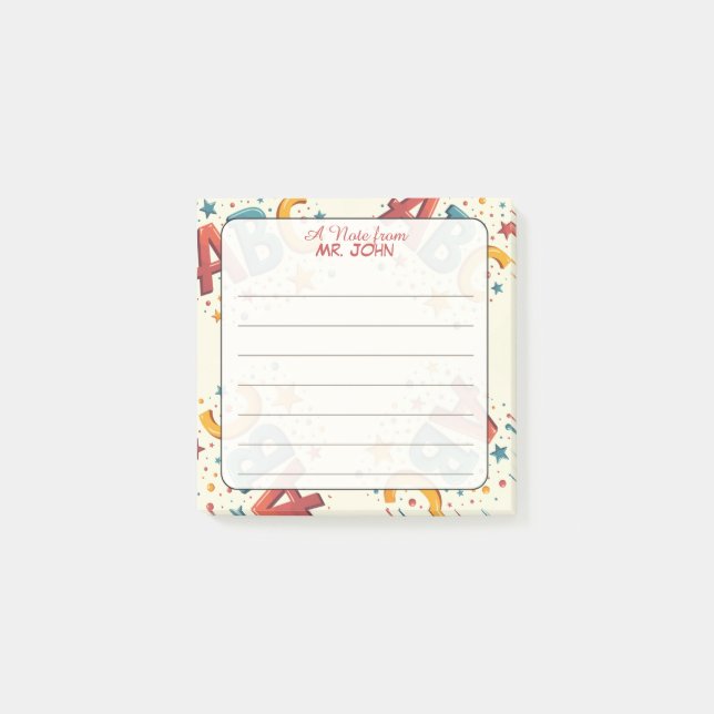 ABC Colorful "A Note From" Personalized Teacher (Front)