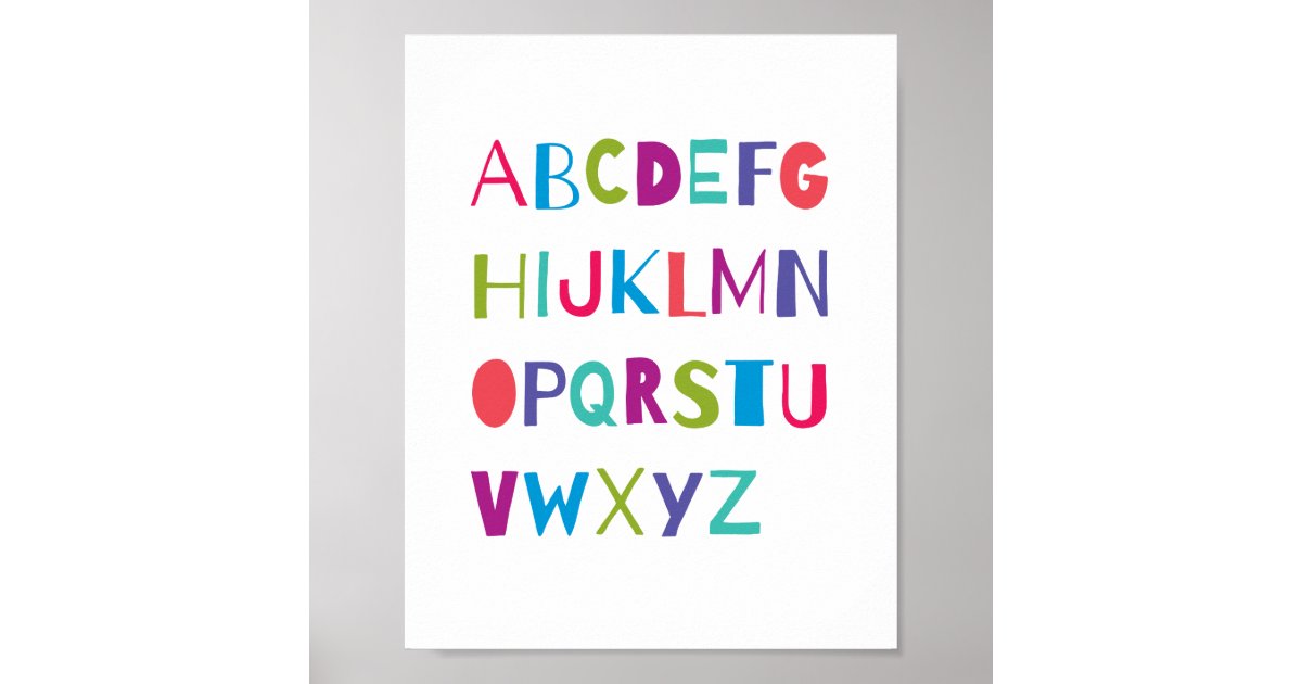 ABC Colorful Alphabet Nursery Art Wall Decor | Zazzle