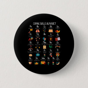 Abc Coping Skills Alphabet Self Care Mental Health Button