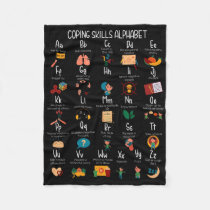 Abc Coping Skills Alphabet Self Care Mental Health Fleece Blanket