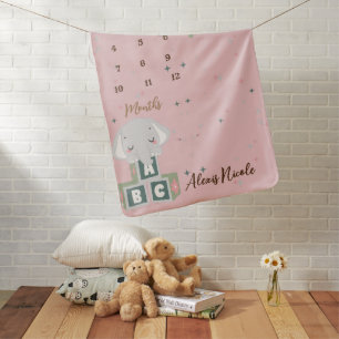 ABC Cute Elephant Monthly Baby Blanket