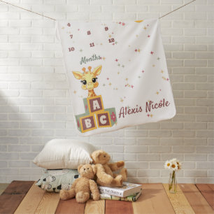 ABC Cute Giraffe Monthly Baby Blanket