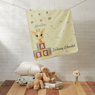ABC Cute Giraffe Monthly Baby Blanket