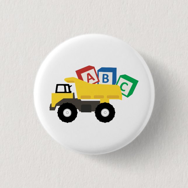 ABC Dump Truck Construction Trucks Button (Front)