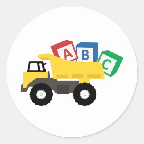 ABC Dump Truck Construction Trucks Classic Round Sticker