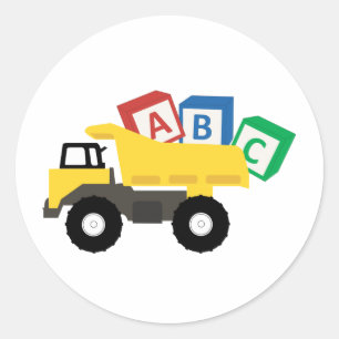 ABC Dump Truck Construction Trucks Classic Round Sticker