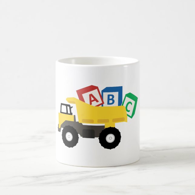 ABC Dump Truck Construction Trucks Coffee Mug (Center)