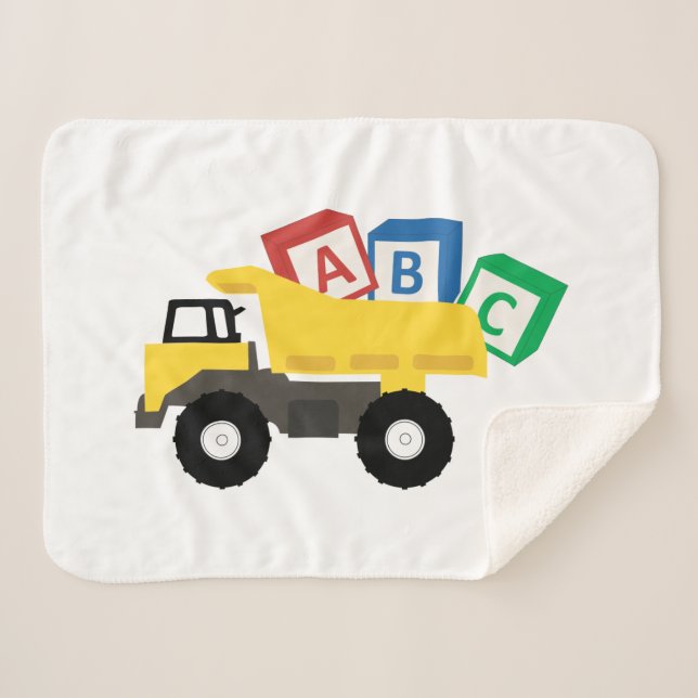 ABC Dump Truck Construction Trucks Sherpa Blanket (Front (Horizontal))