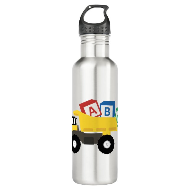 ABC Dump Truck Construction Trucks Stainless Steel Water Bottle (Front)
