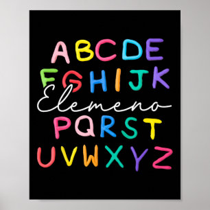 Abc Elemeno Kindergarten Teacher Boy Girl Kid Back Poster