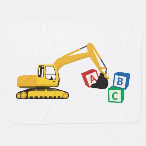 ABC Excavator Construction Truck Baby Blanket