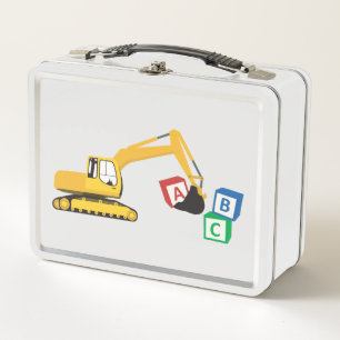 ABC Excavator Construction Truck Metal Lunch Box