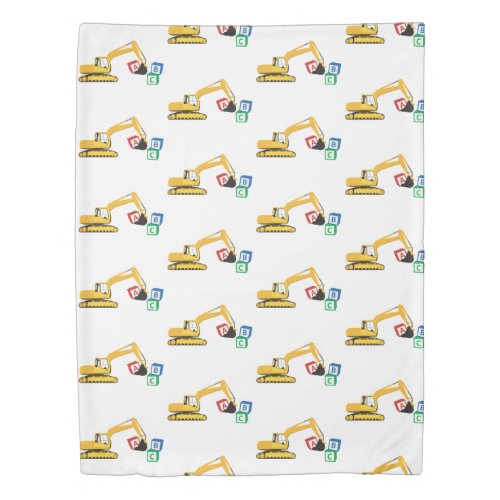 ABC Excavator Construction Truck Pattern Duvet Cover