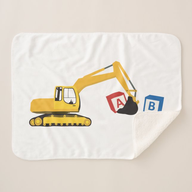 ABC Excavator Construction Truck Sherpa Blanket (Front (Horizontal))