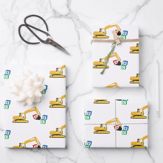ABC Excavator Construction Truck Wrapping Paper Sheets (Front)